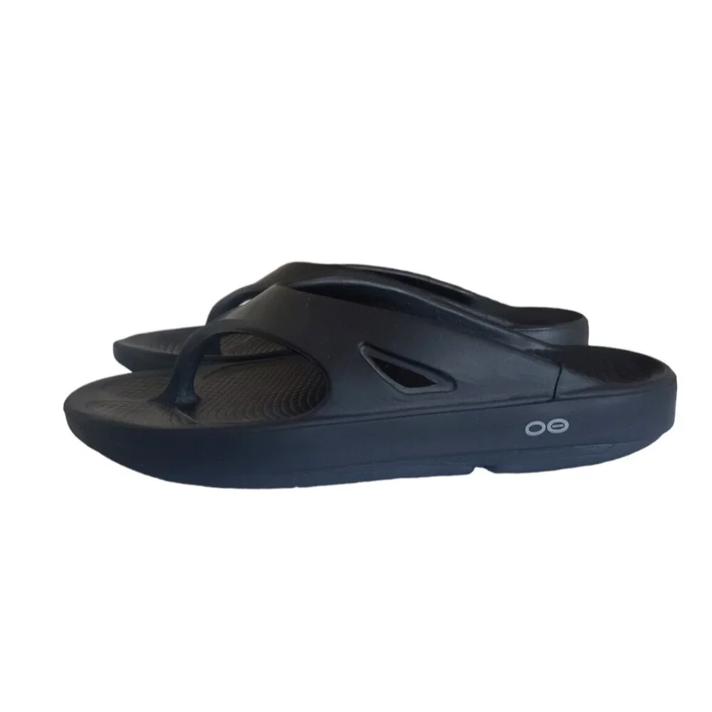 OOFOS Ooriginal Black Recovery Thong Flip Flop Sandals Slide Men's Size 9